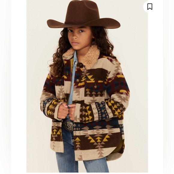 Shyanne Other - SHYANNE GIRLS' SOUTHWESTERN PRINT SHERPA TRIM SHACKET MEDIUM